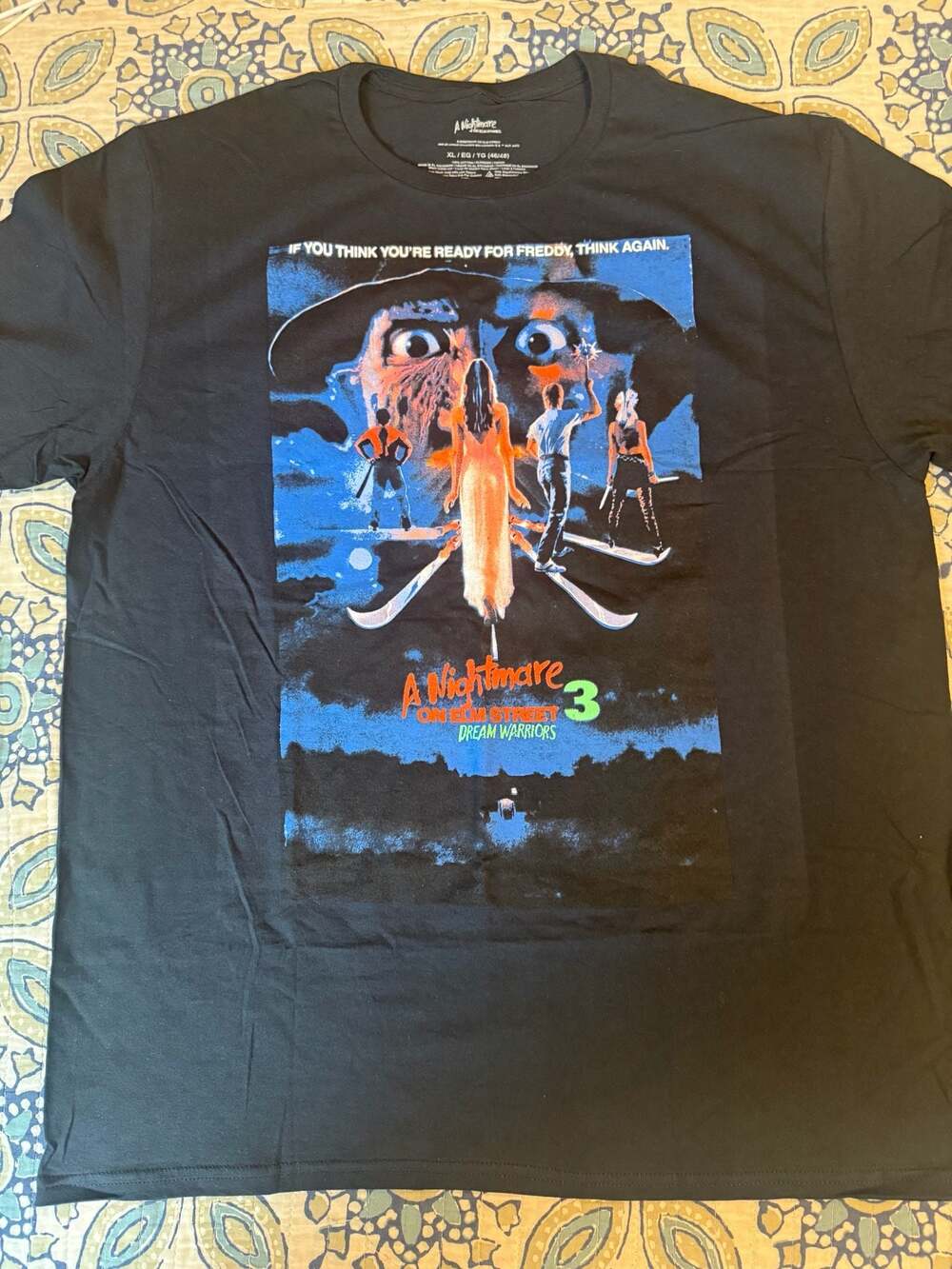 New A Nightmare on Elm Street 3 Freddy Krueger 1987 Black Mens Vintage T-Shirt